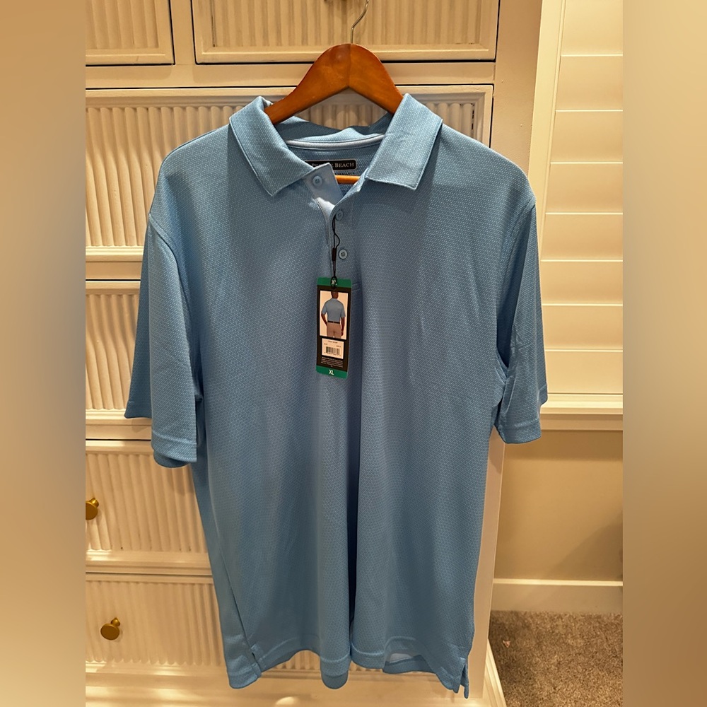 Light blue pattern Pebble Beach Dry Luxe Performance Golf Polo